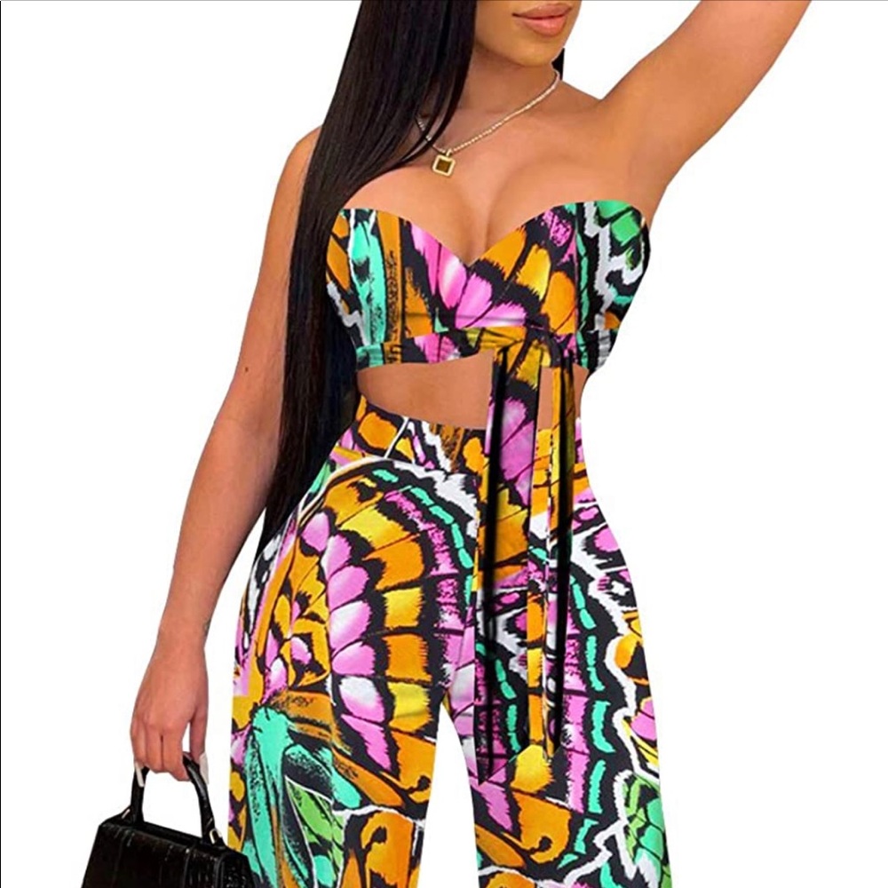Womens Rainbow Stripe 2 Piece